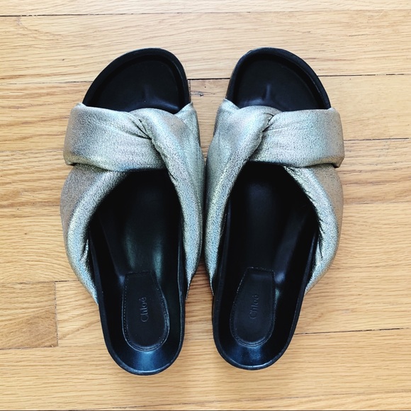 Chloe Shoes - CHLOE metallic twist slides